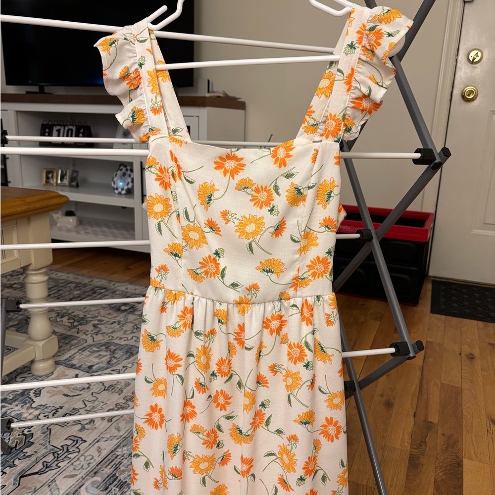 Floral Ruffle Strap Dress